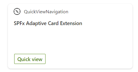Adaptive Card Extension that shows a sample title with a sample button.